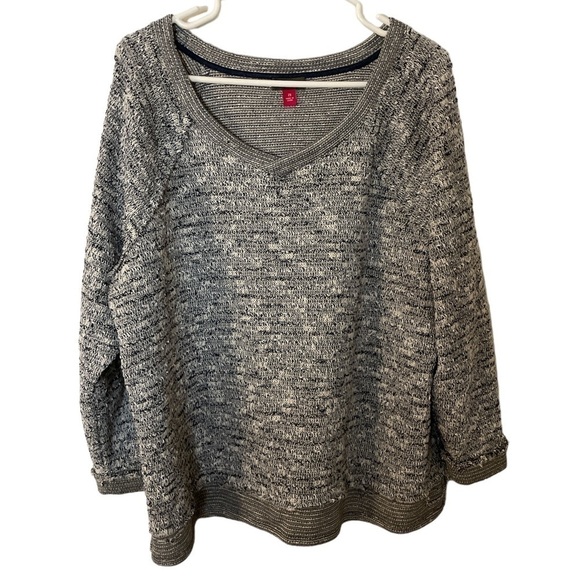 Vince Camuto Blue Grey V Neck Sweater Knit 2X - Picture 1 of 7